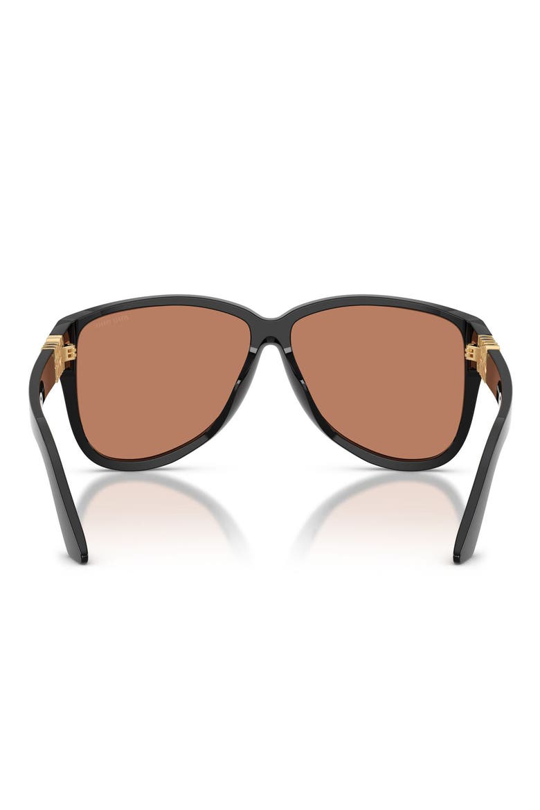 61mm Oversize Pilot Sunglasses, Alternate, color, BLACK / BROWN