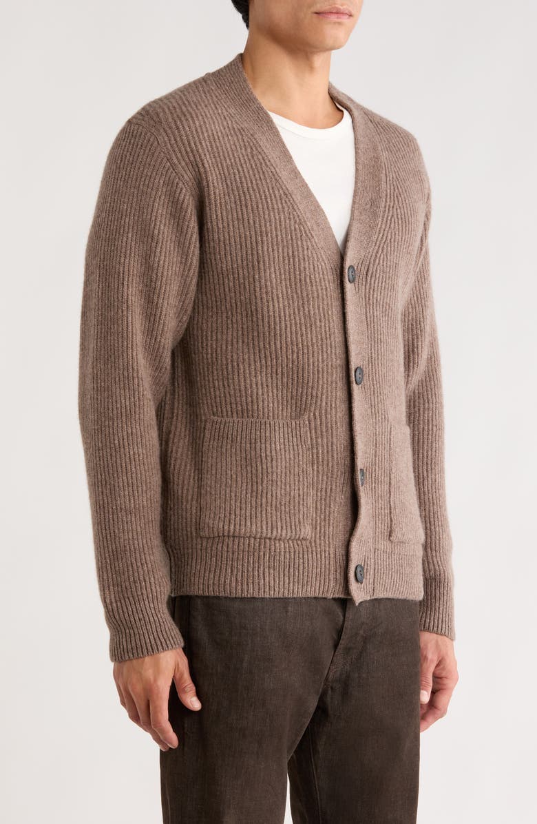 MERZ B SCHWANEN Relaxed Wool & Cashmere Rib Cardigan, Alternate, color, Grain