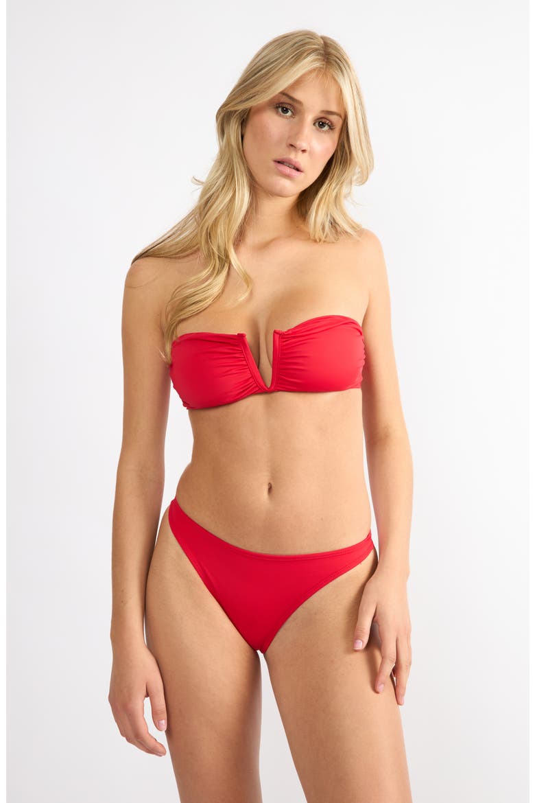 Strapless Bikini Top, Alternate, color, RED