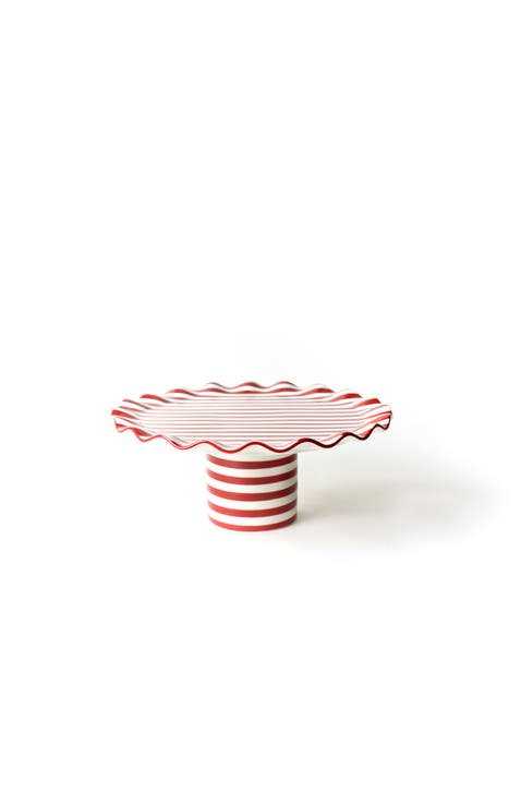 Red Stripe Large Ruffle Cake Stand