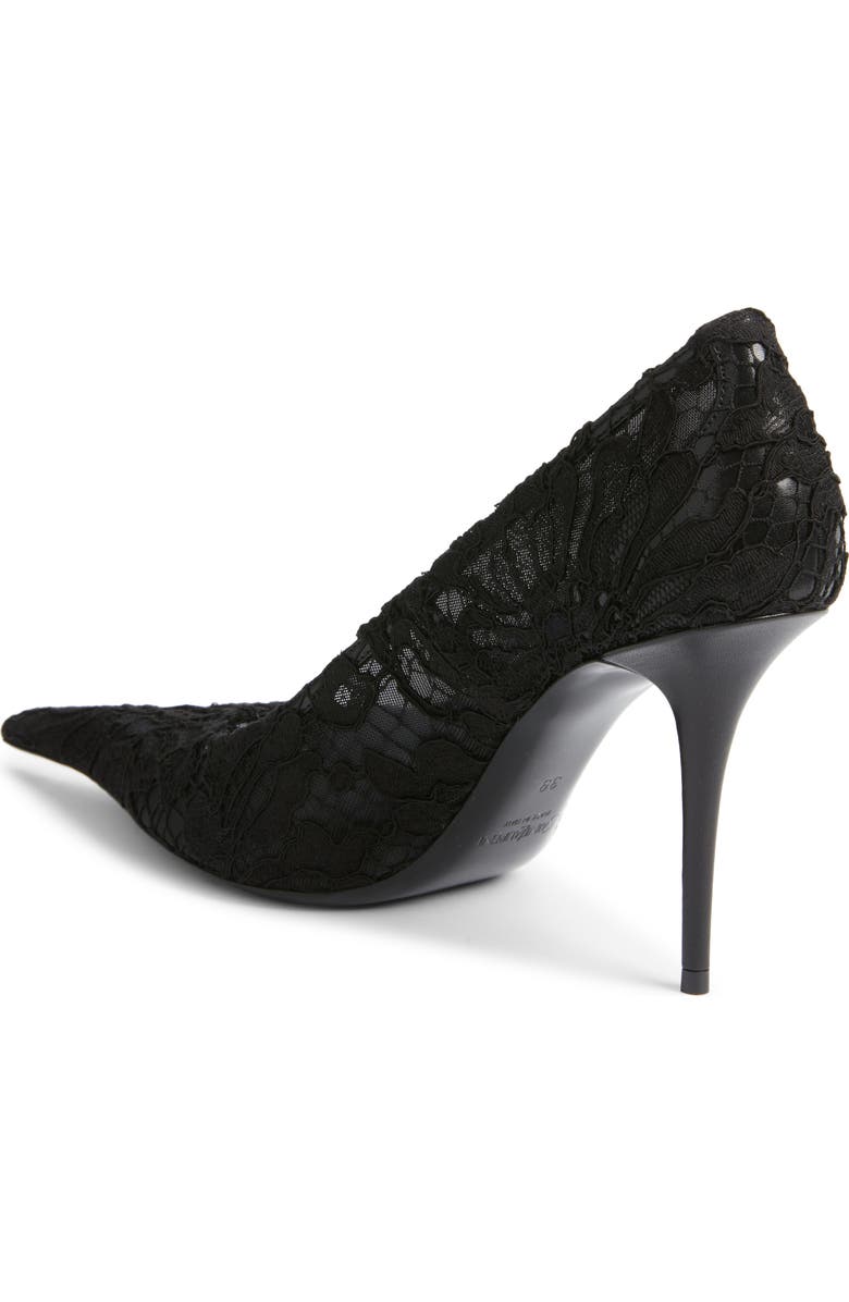 Saint Laurent Thierry Pointy Toe Lace Pump, Alternate, color, Noir