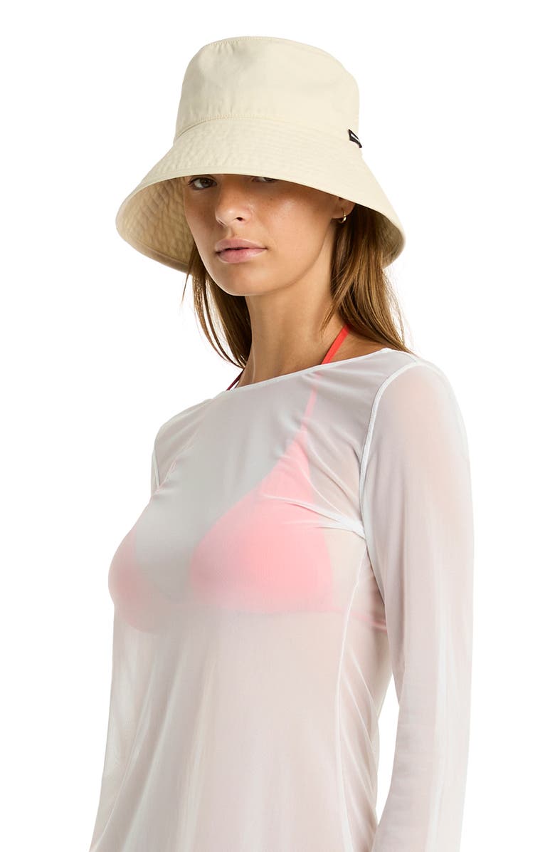 Sea Level Day Club Long Sleeve Mesh Cover-Up Dress, Alternate, color, White