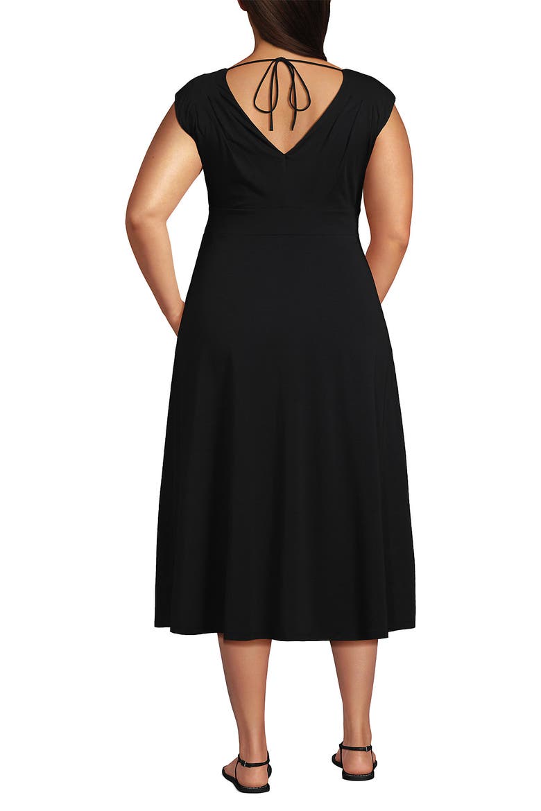 Plus Size Cotton Modal Off the Shoulder Wrap Midi Dress, Alternate, color, Black
