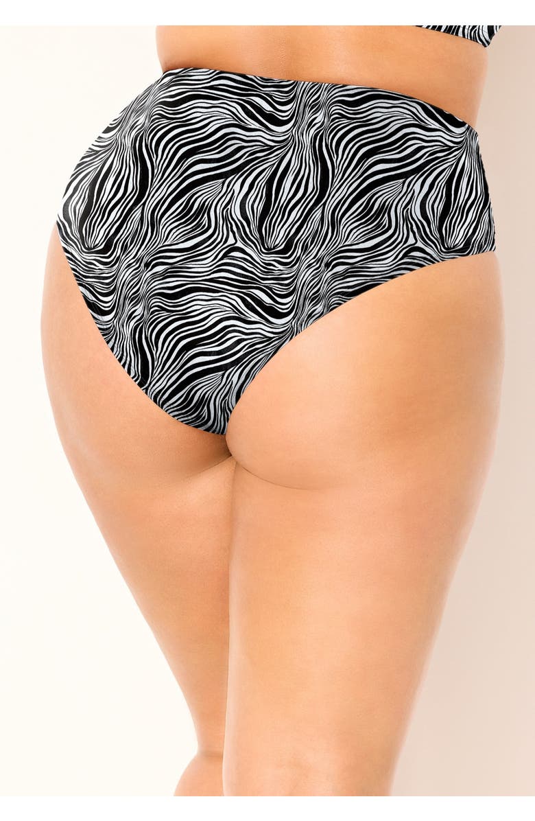 Swimsuits for All Side Shirred High Waist Swim Brief, Alternate, color, Island Zebra