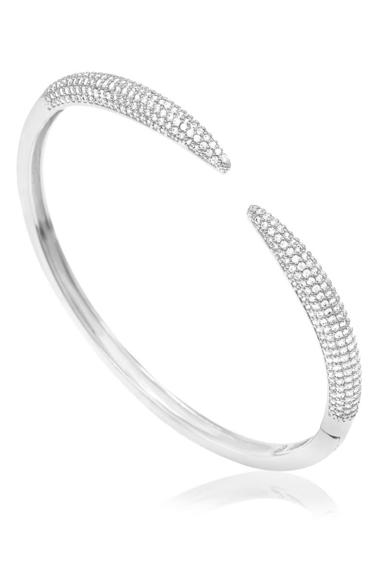 SHYMI Cubic Zirconia Pavé Open Claw Cuff Bracelet, Alternate, color, Silver