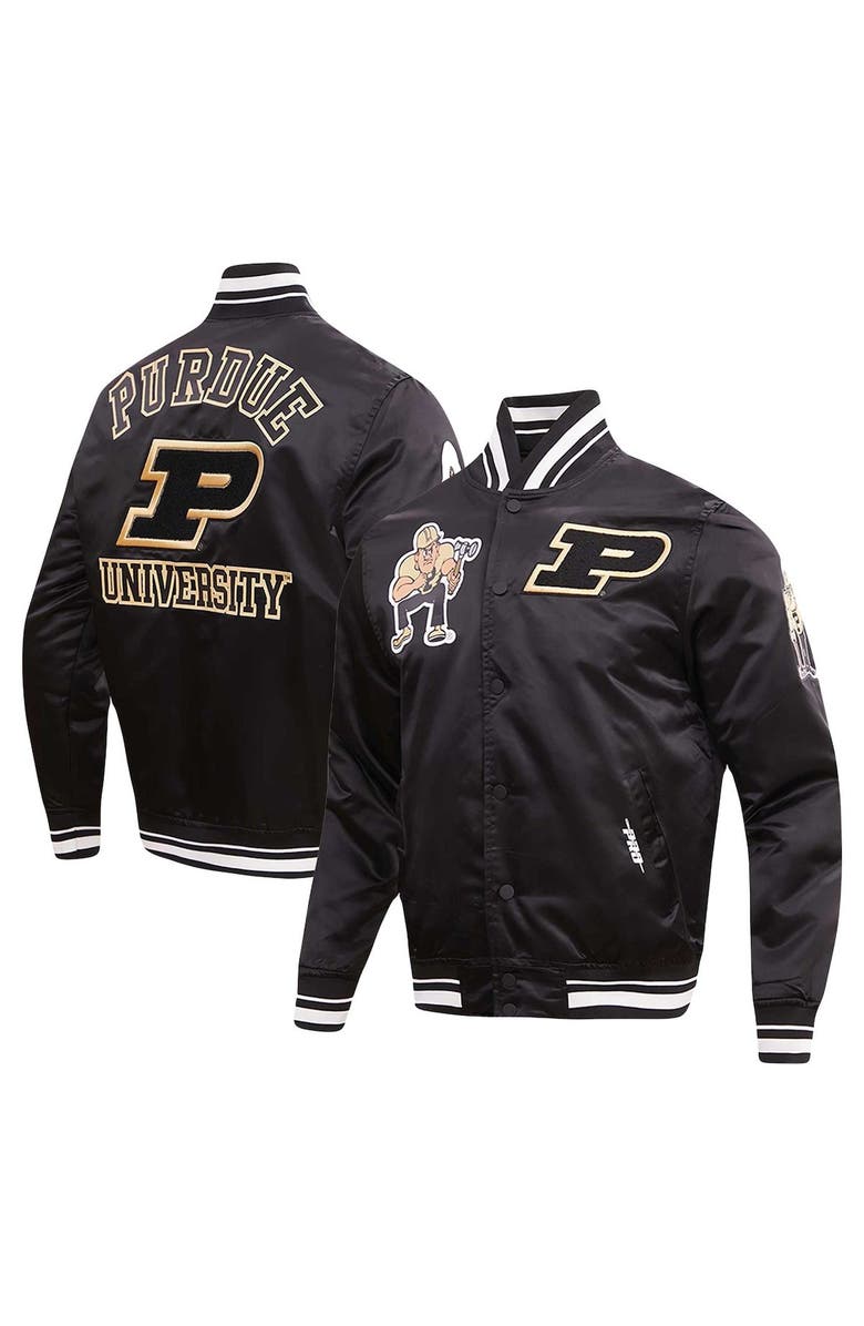 PRO STANDARD Men's Pro Standard Black Purdue Boilermakers Classic Satin Full-Snap Jacket, Main, color, 