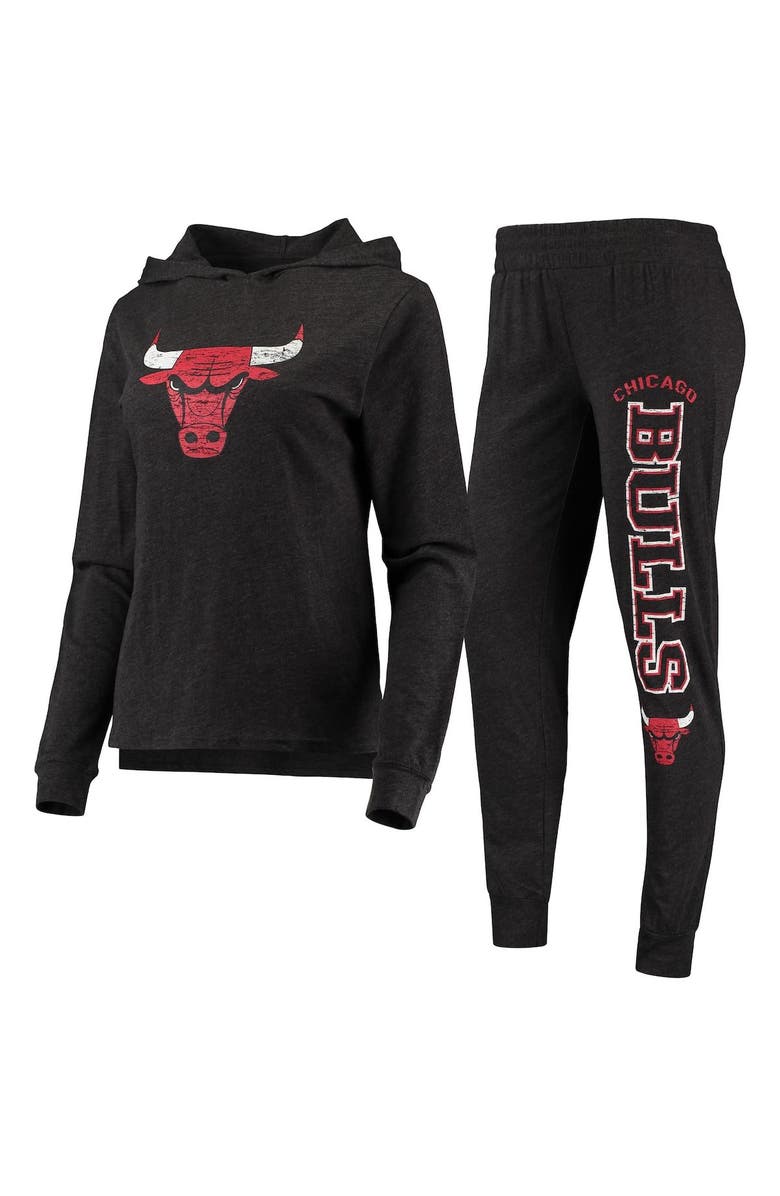 CONCEPTS SPORT Women's Concepts Sport Heathered Black Chicago Bulls Hoodie & Pants Sleep Set, Main, color,