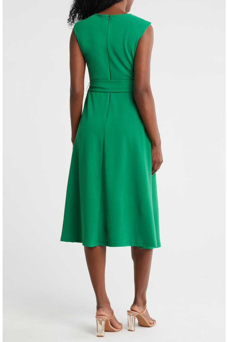 Scuba Knit Fit & Flare Midi Dress, Alternate, color, KELLY GREEN