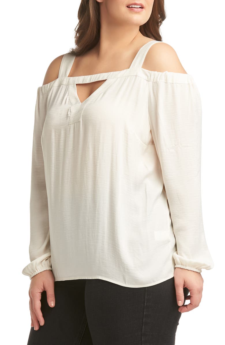 Tart Lemon Tart Cayley Cold Shoulder Top, Alternate, color, Gardenia