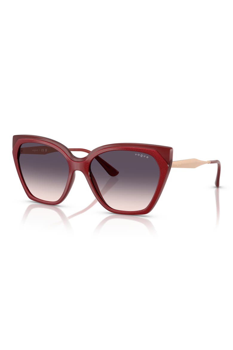 57mm Polarized Gradient Cat Eye Sunglasses, Alternate, color, RED