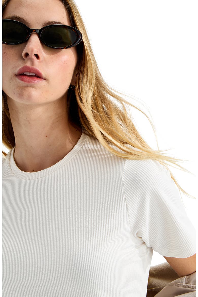 Golden Ridge Performance Ribbed T-Shirt, Alternate, color, WHITE DUNE