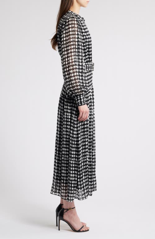 Shop Elie Tahari The Rue Dot Print Long Sleeve Dress In Noir/sky White