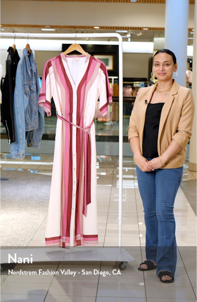 Carmine Stripe Elbow Sleeve Shirtdress, sales video thumbnail