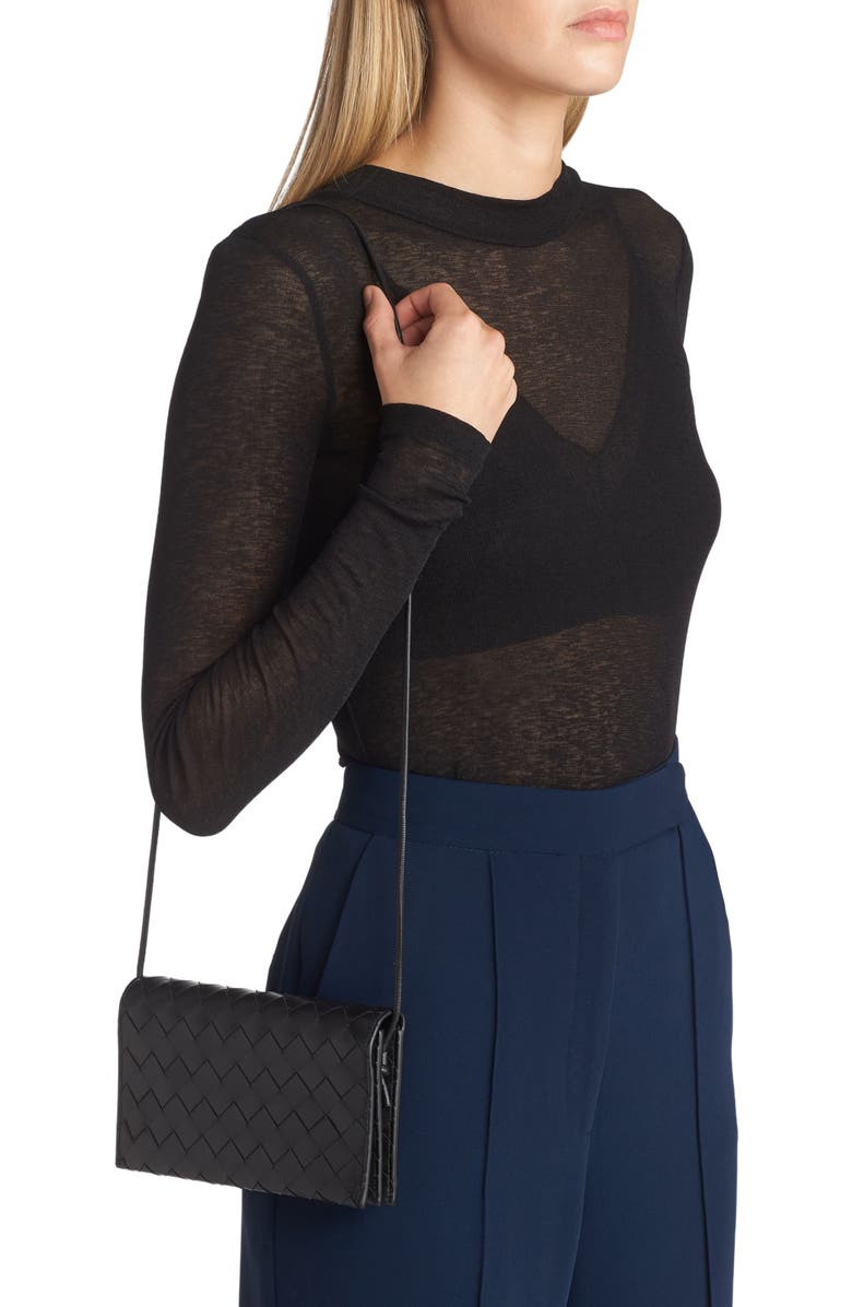 Bottega Veneta Intrecciato Leather Wallet on a Strap, Alternate, color,