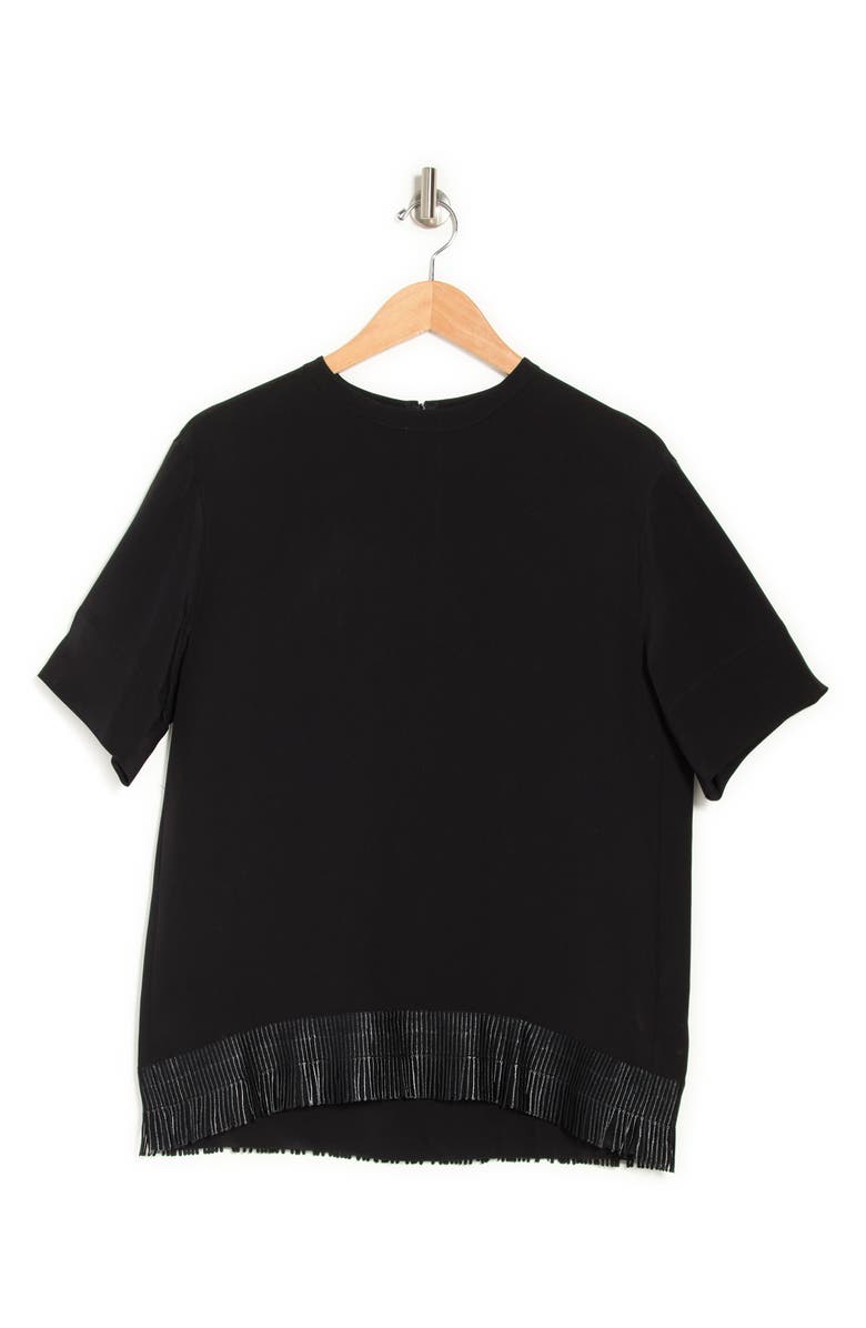 Akris Fringe Trim Back Zip Silk Top, Alternate, color,