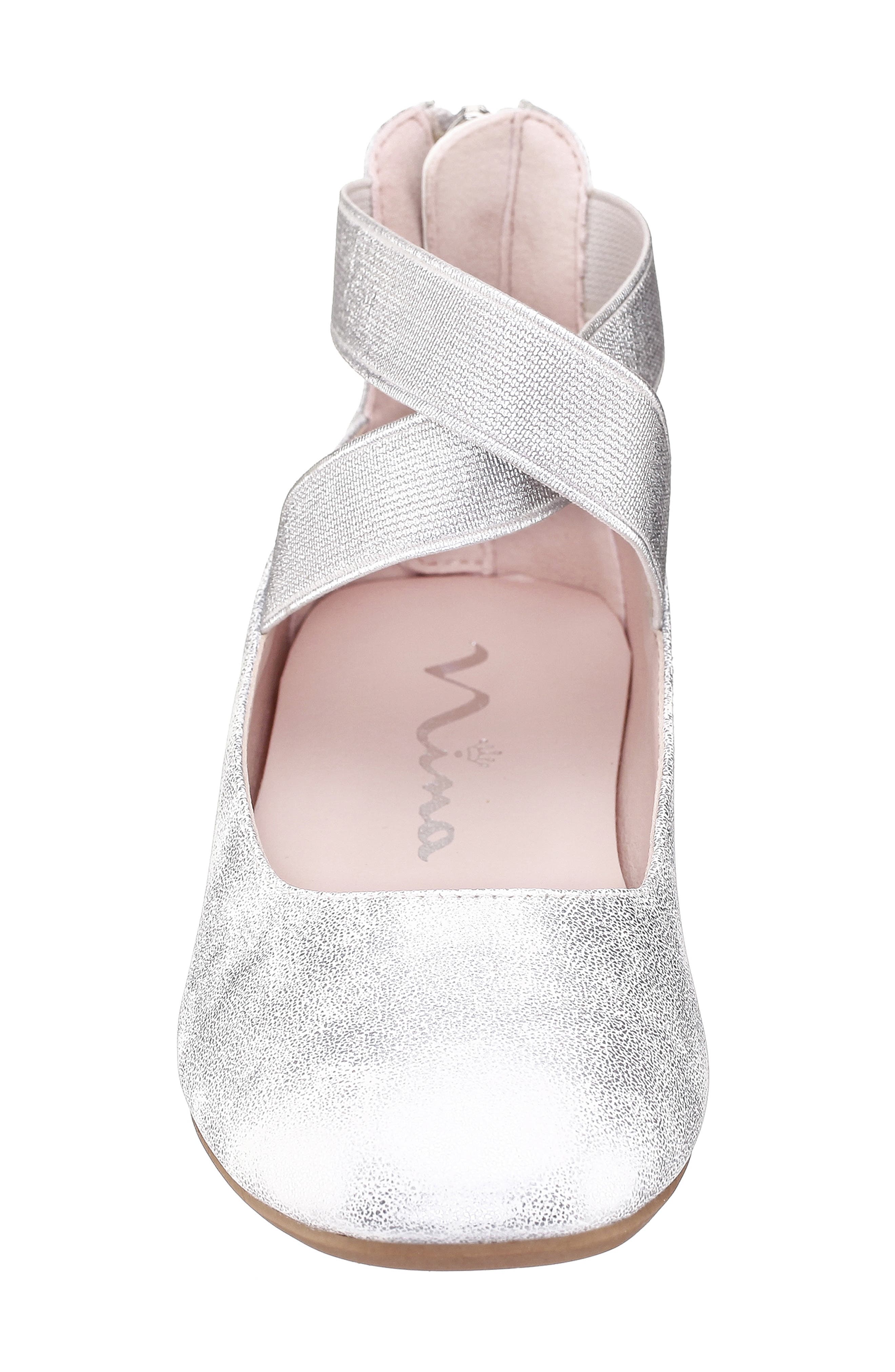 Marissa Cross Strap Flat, Alternate, color, SILVER DISTRESSED