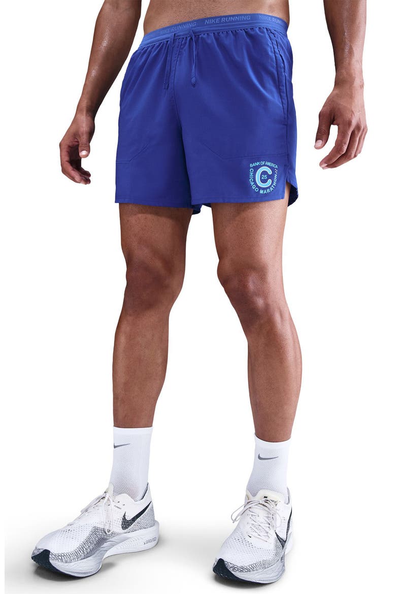 Dri-FIT Stride 5-Inch Running Shorts, Main, color, DEEP NIGHT/ REFLECTIVE SILVER