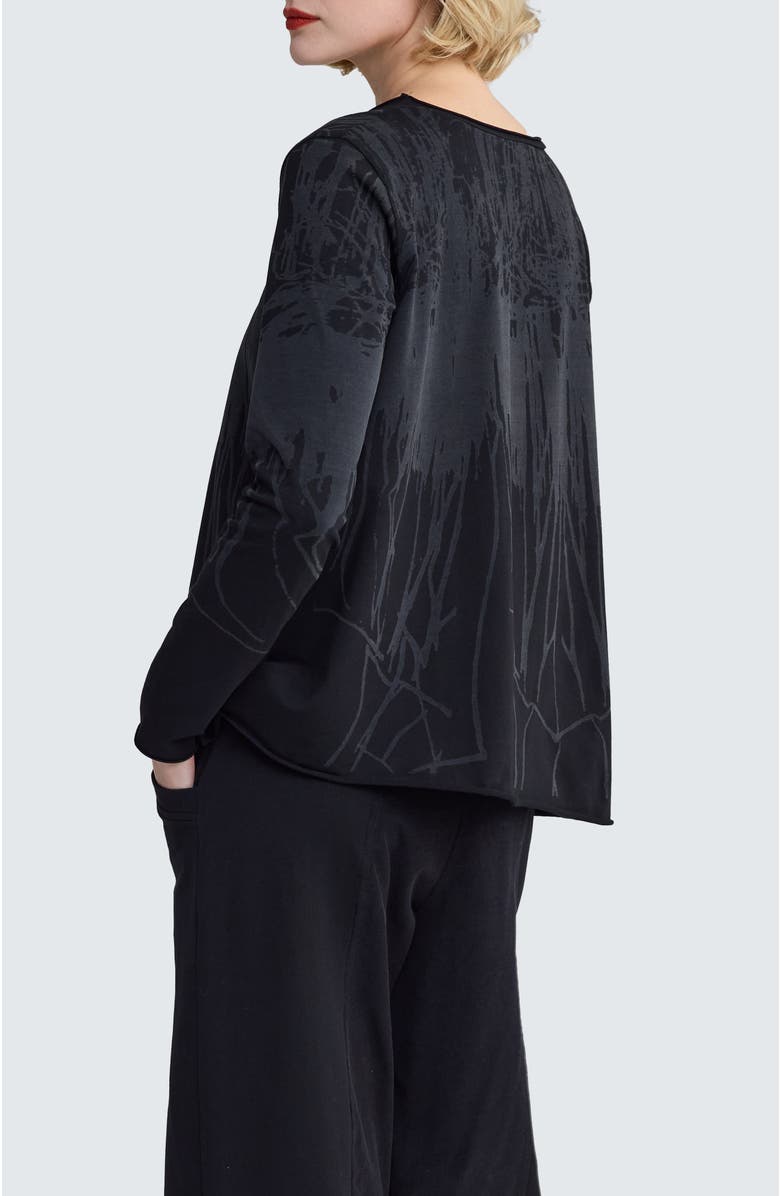 LUUKAA Selene Laser-Burn Jersey Blouse, Alternate, color, Ink Black