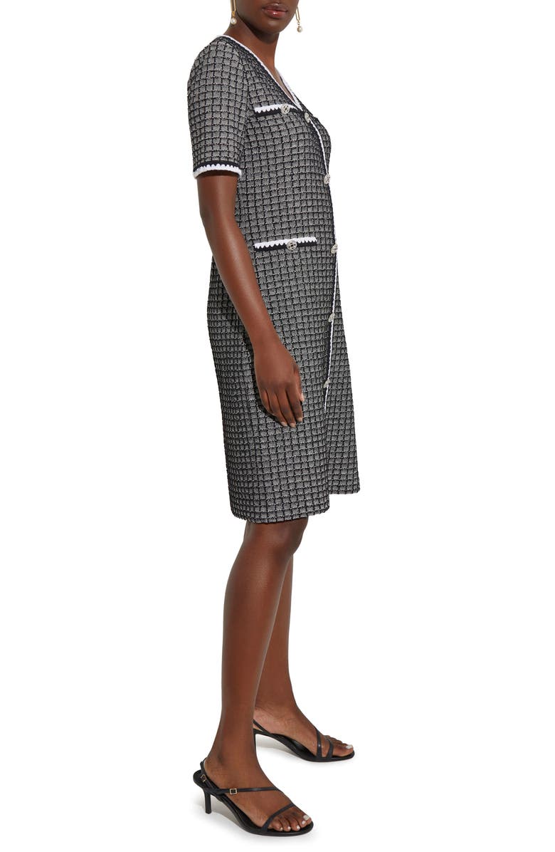 Misook Short Sleeve Tweed Sheath Dress, Alternate, color, 