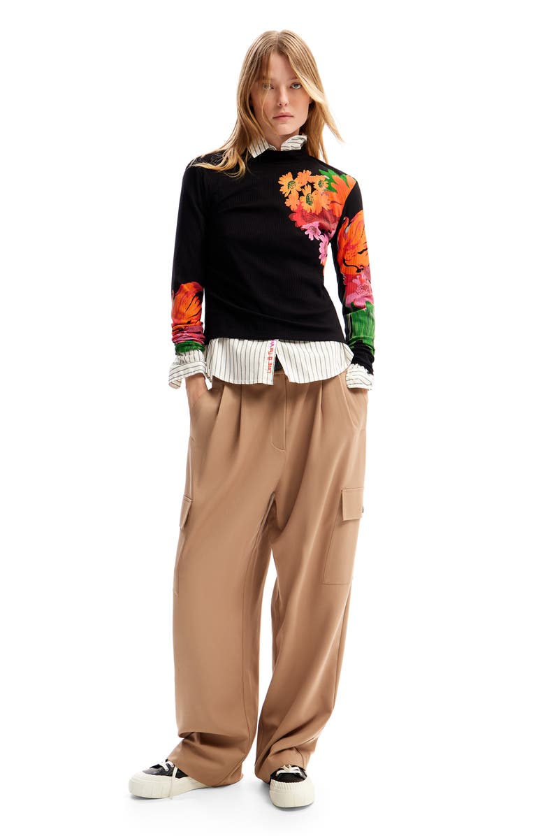 Desigual Ribbed Floral Top, Alternate, color, 