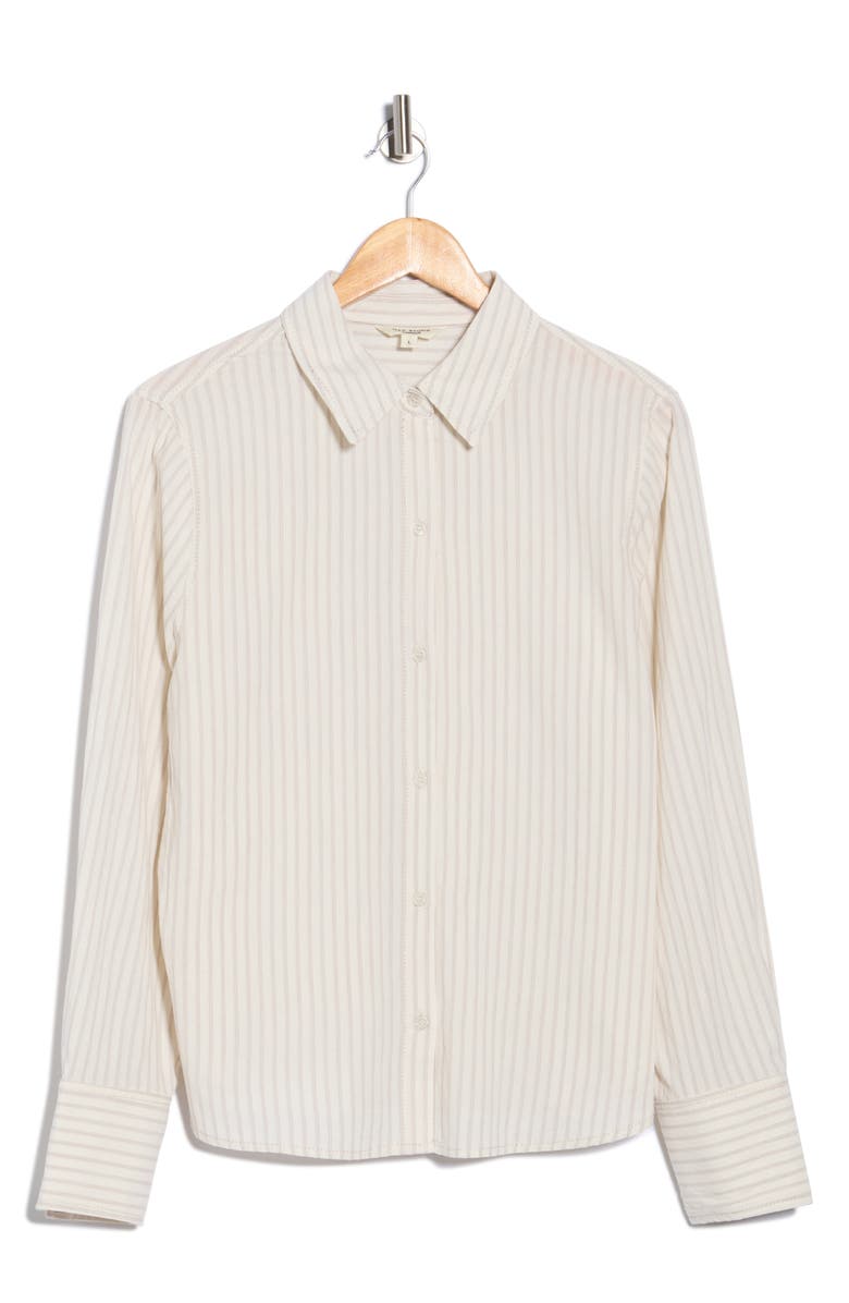 MAX STUDIO Stripe Long Sleeve Button-Up Shirt, Alternate, color, Cream/ Mocha Triple Stripe