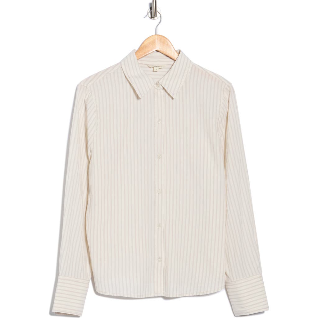 Max Studio Stripe Long Sleeve Button-up Shirt In Neutral