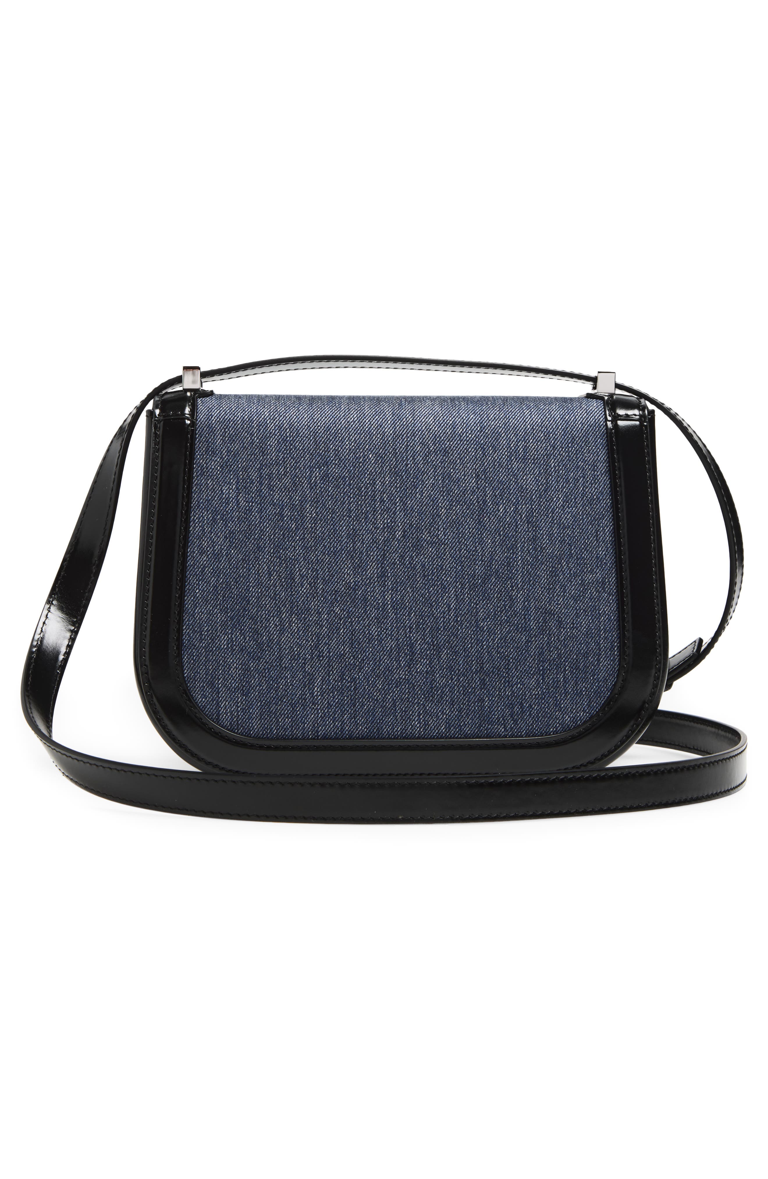 X-Small Double Gancio Crossbody Bag, Alternate, color, DENIM/ WHITE/ NERO