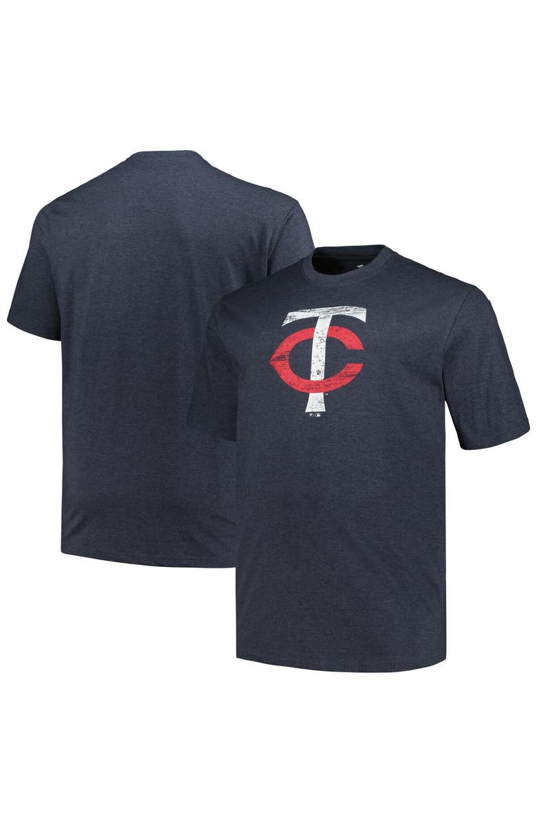PROFILE Men's Profile Heather Navy Minnesota Twins Big & Tall Weathered Logo T-Shirt, Alternate, color, Heather Navy