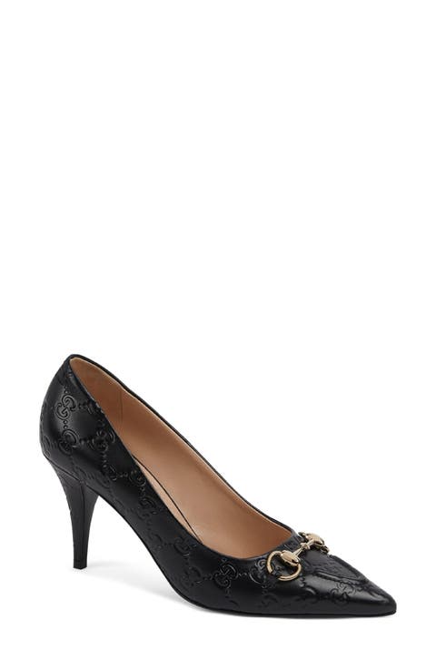 Erin Horsebit GG Embossed Leather Pump (Women)