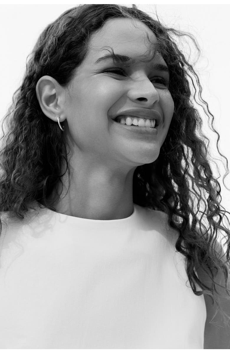 H&M Open-back twill dress, Alternate, color, Cream