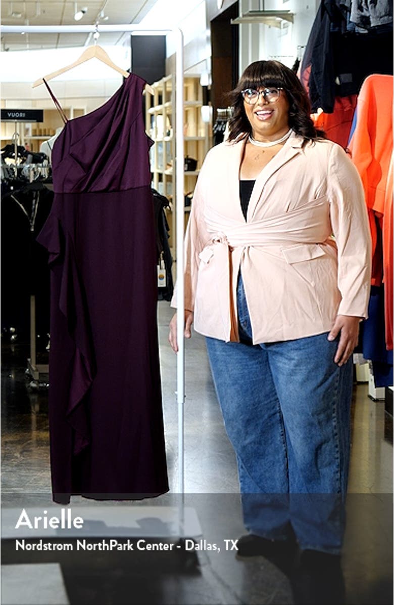 One-Shoulder Satin & Crepe Gown, sales video thumbnail