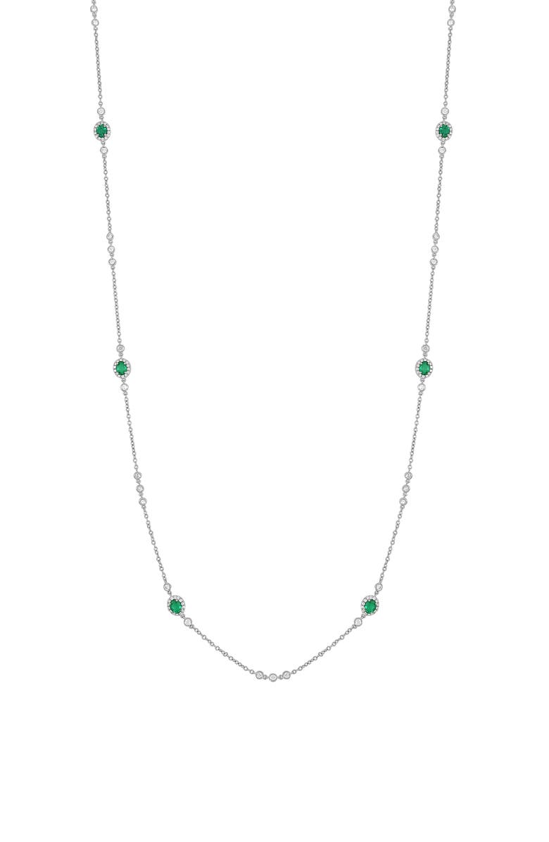 Bony Levy El Mar Emerald & Diamond Station Necklace, Main, color, 