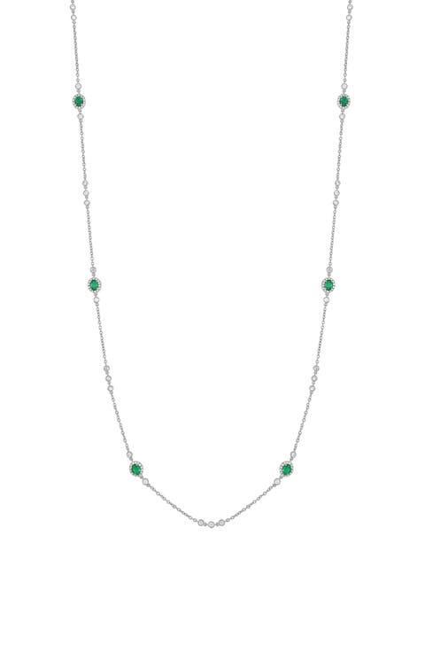 El Mar Emerald & Diamond Station Necklace