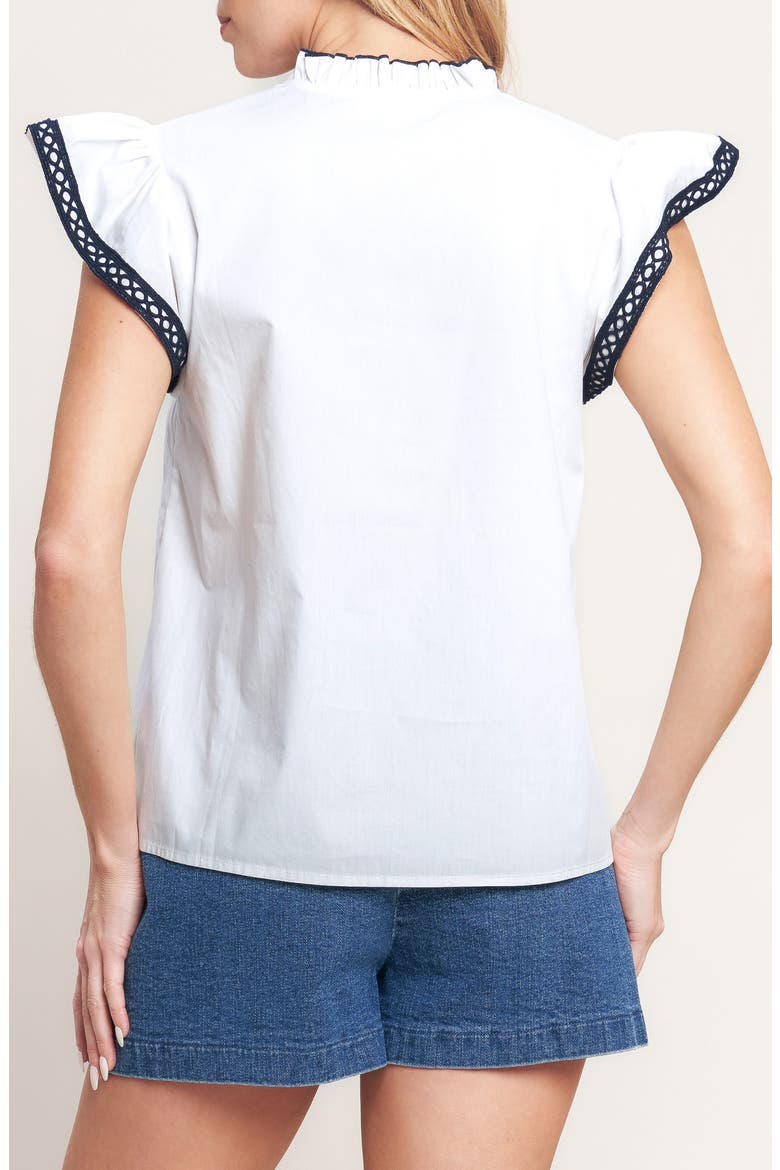 Flutter Sleeve Woven Top, Alternate, color, WHITE