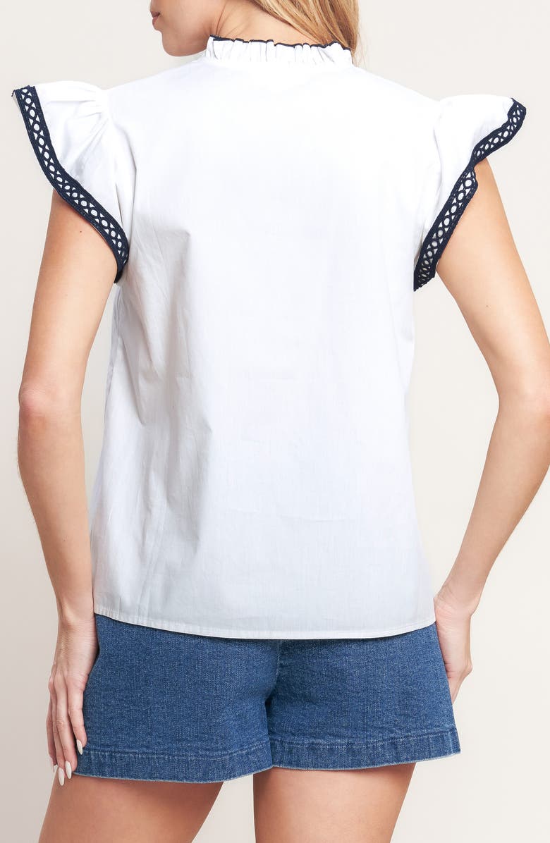 FLYING TOMATO Flutter Sleeve Woven Top, Alternate, color, White