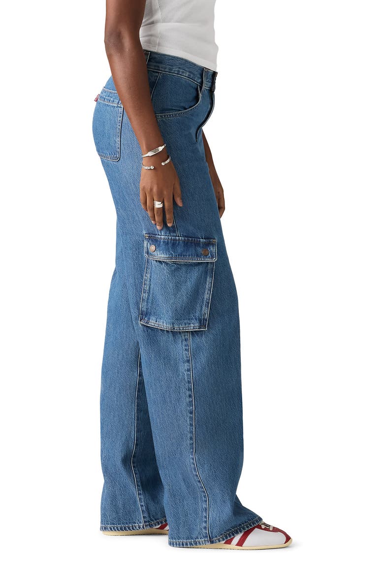 Superlow Loose Fit Cargo Jeans, Alternate, color, ALL OVER BLUE