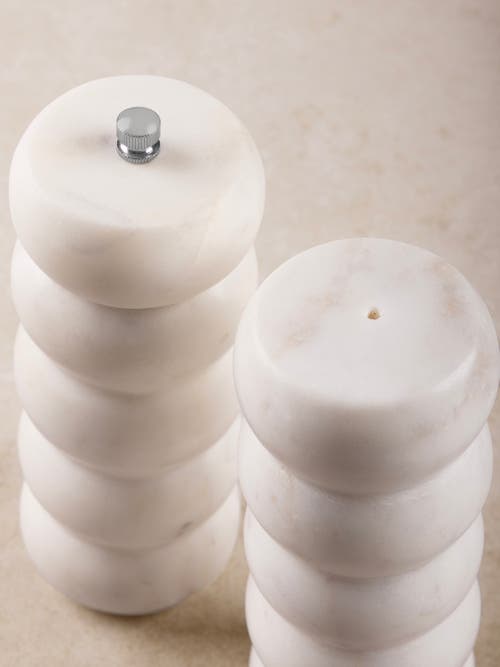 Gauri Kohli Quinto Marble Salt & Pepper Set In White