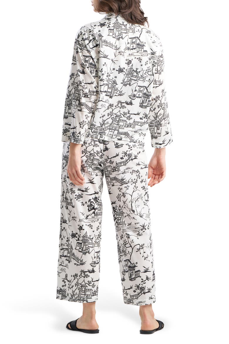 Toile Cotton Sateen Pajamas, Alternate, color, WARM WHITE