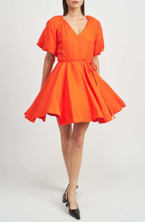 Sonnet Puff Sleeve Linen Blend Minidress