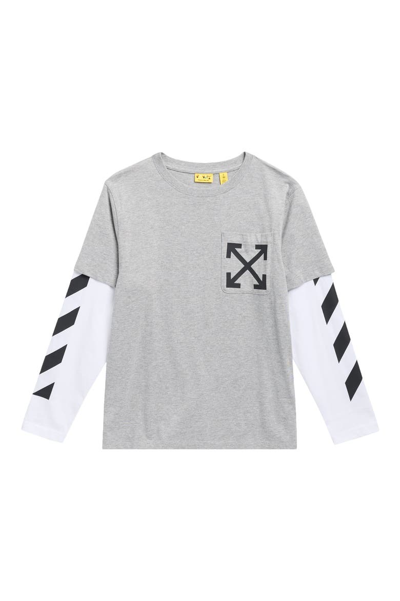 Kids' Pocket Long Sleeve T-Shirt, Main, color, HEATHER GRAY