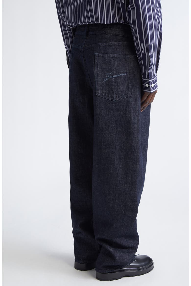 Le de-Nîmes Miranda Twisted Wide Leg Jeans, Alternate, color, DARK NAVY