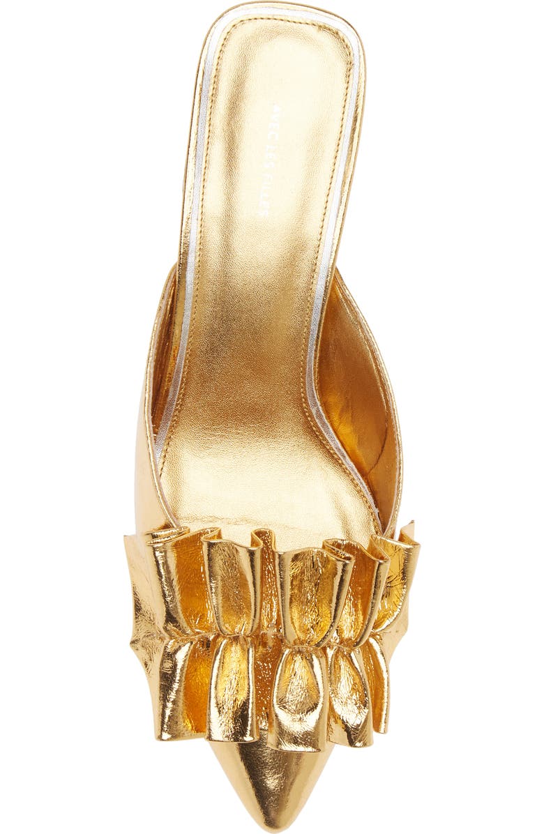 Avec Les Filles Bella Ruffle Kitten Heel Mule, Alternate, color, Gold