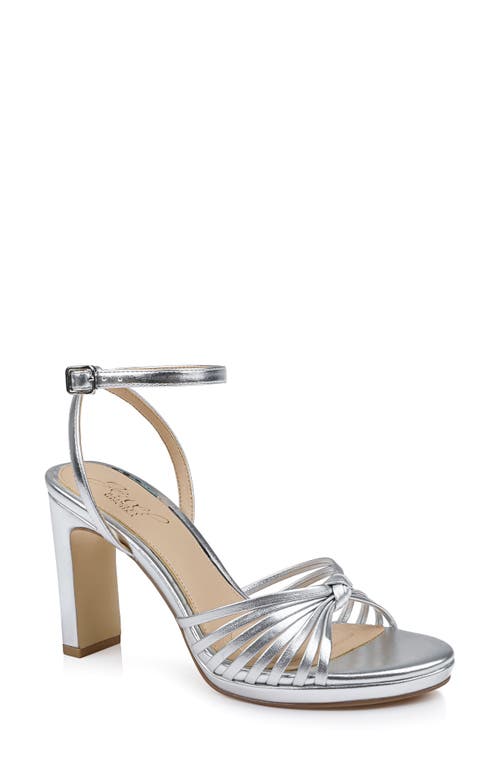 Jewel Badgley Mischka Skylar Ankle Strap Sandal In Silver Metallic