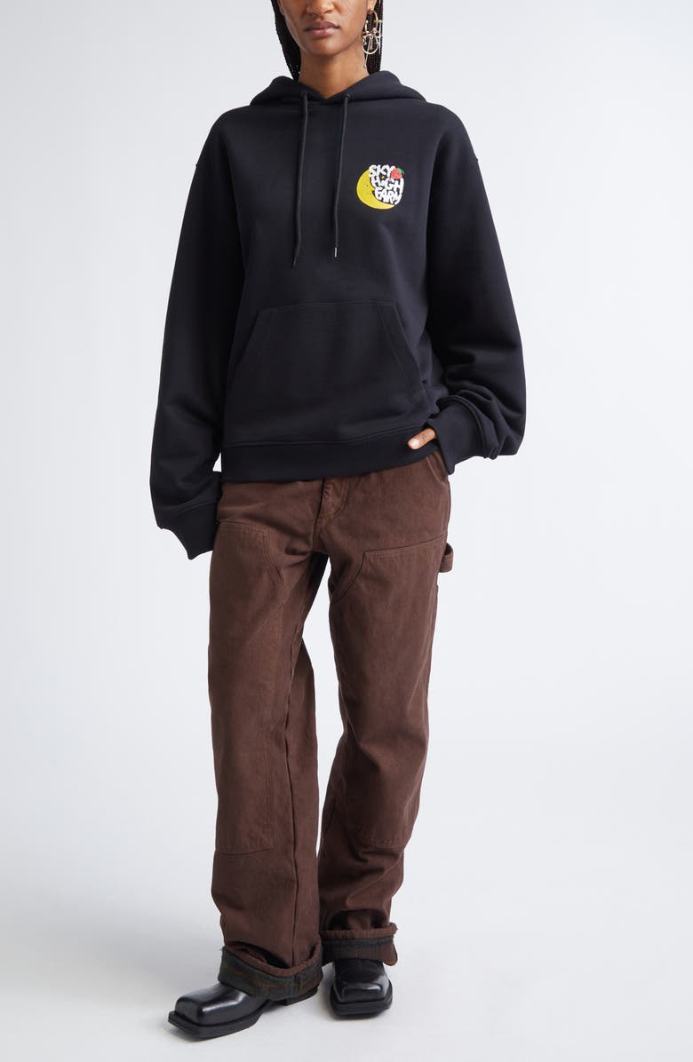 Sky High Farm Workwear Gender Inclusive Perennial SHF Logo Regenerative Cotton Graphic Hoodie, Alternate, color, Black