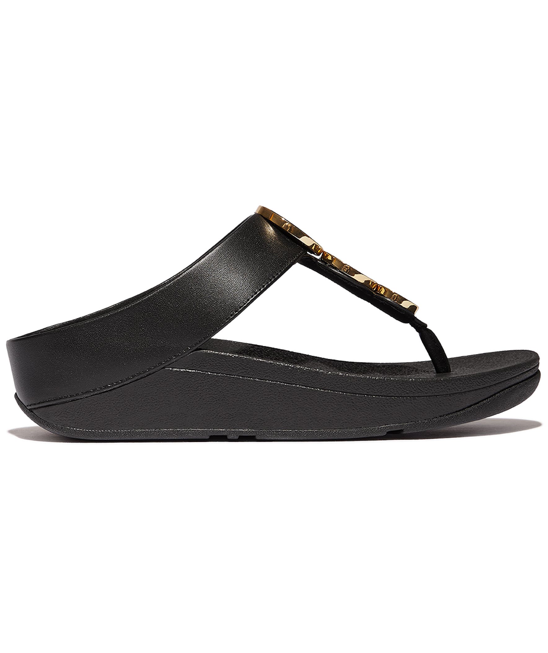 FitFlop Fino Resin Hoop Lea Sandal, Alternate, color, All Black