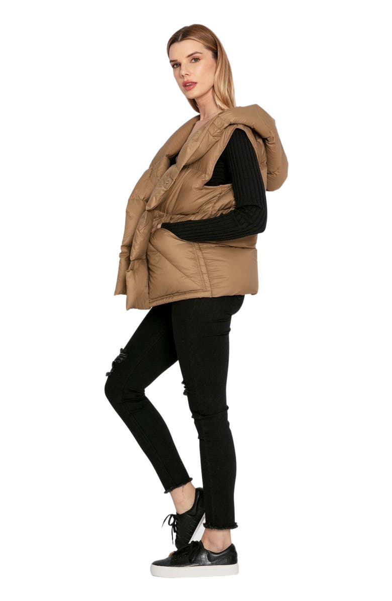 Belle & Bloom Over My Head Hooded Puffer Vest, Main, color, Khaki