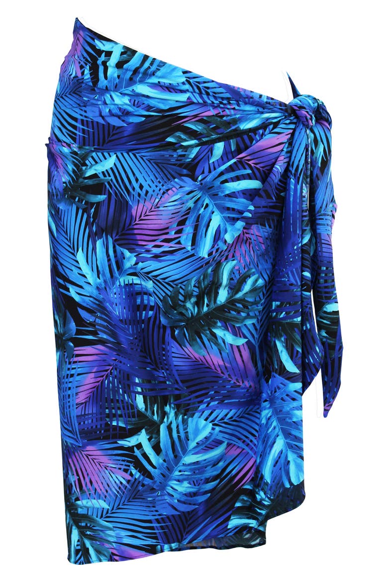 Royal Palms Long Sarong, Alternate, color, BLU