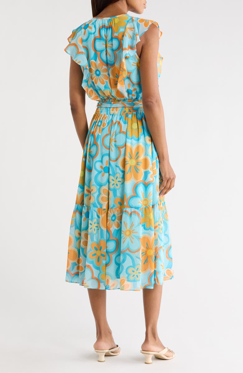 Ramy Brook Elle Floral Cap Sleeve Chiffon Maxi Dress, Alternate, color, Retro Daisy Floral