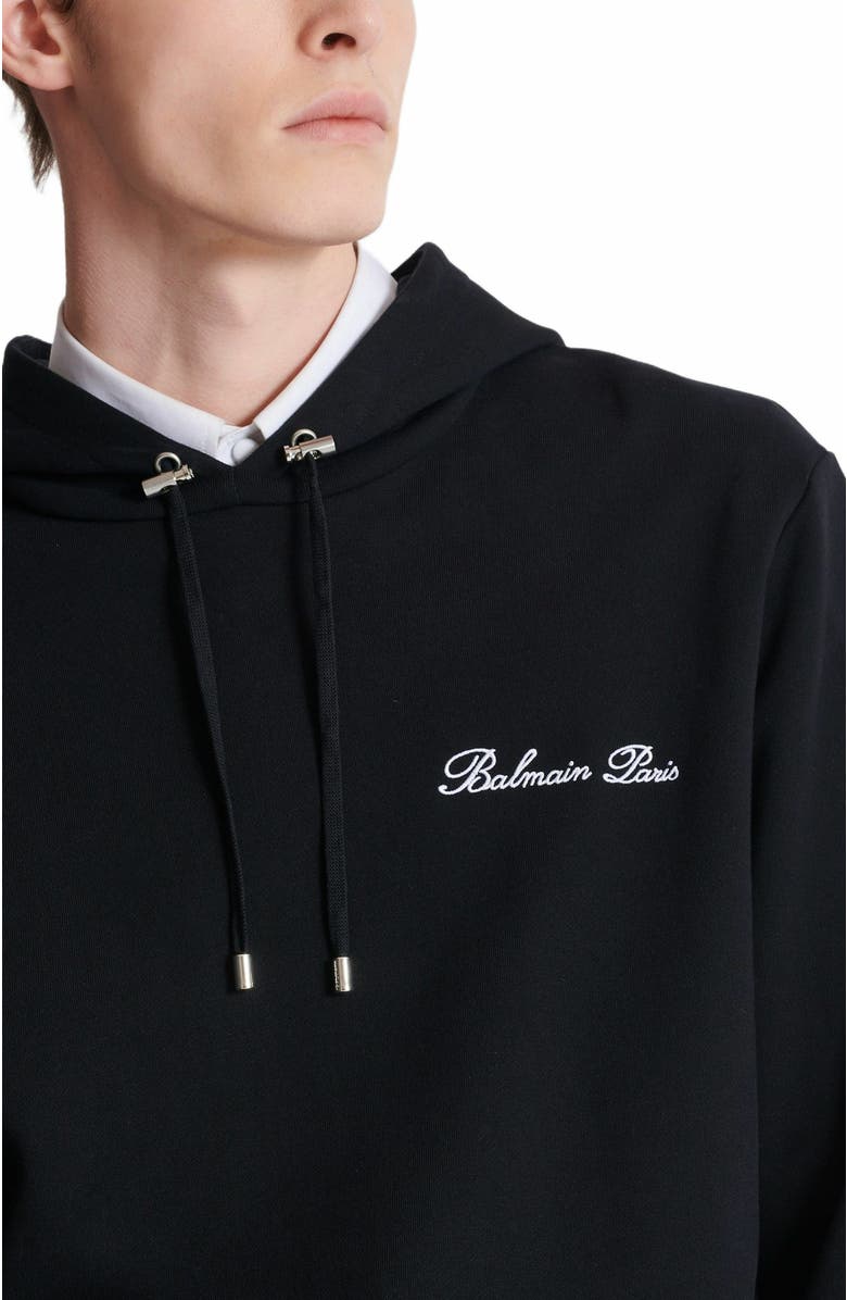 Balmain Signature Hoodie, Alternate, color, Black
