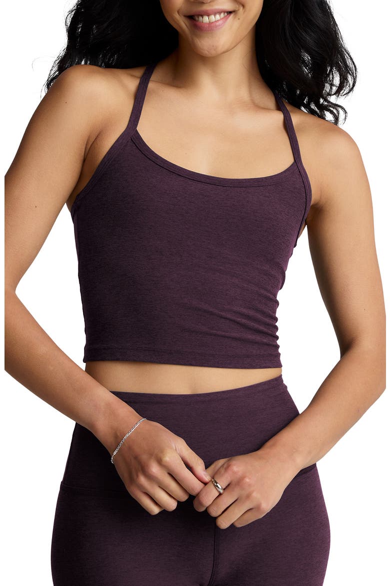 Space Dye Slim Racerback Crop Tank, Main, color, EGGPLANT PURPLE HEATHER